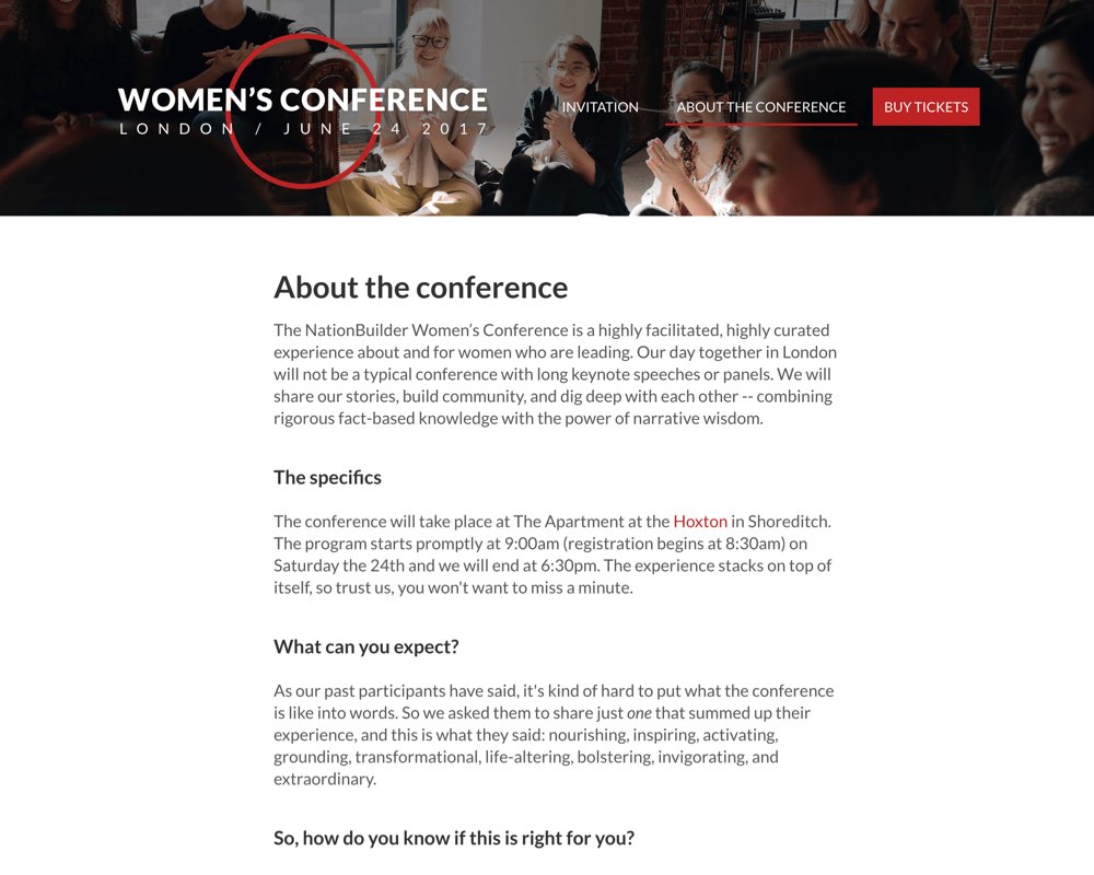 NationBuilder Women's Conference Website